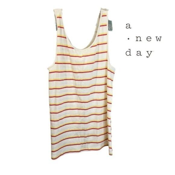 a new day Women's Striped Round Scoop Neck Sleeveless‎ Tank Top - Picture 3 of 7